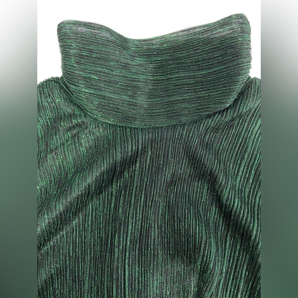 Bailey 44 Metallic Green Crinkled Silky Puff Shoulder Blouse Size Small - Picture 14 of 16